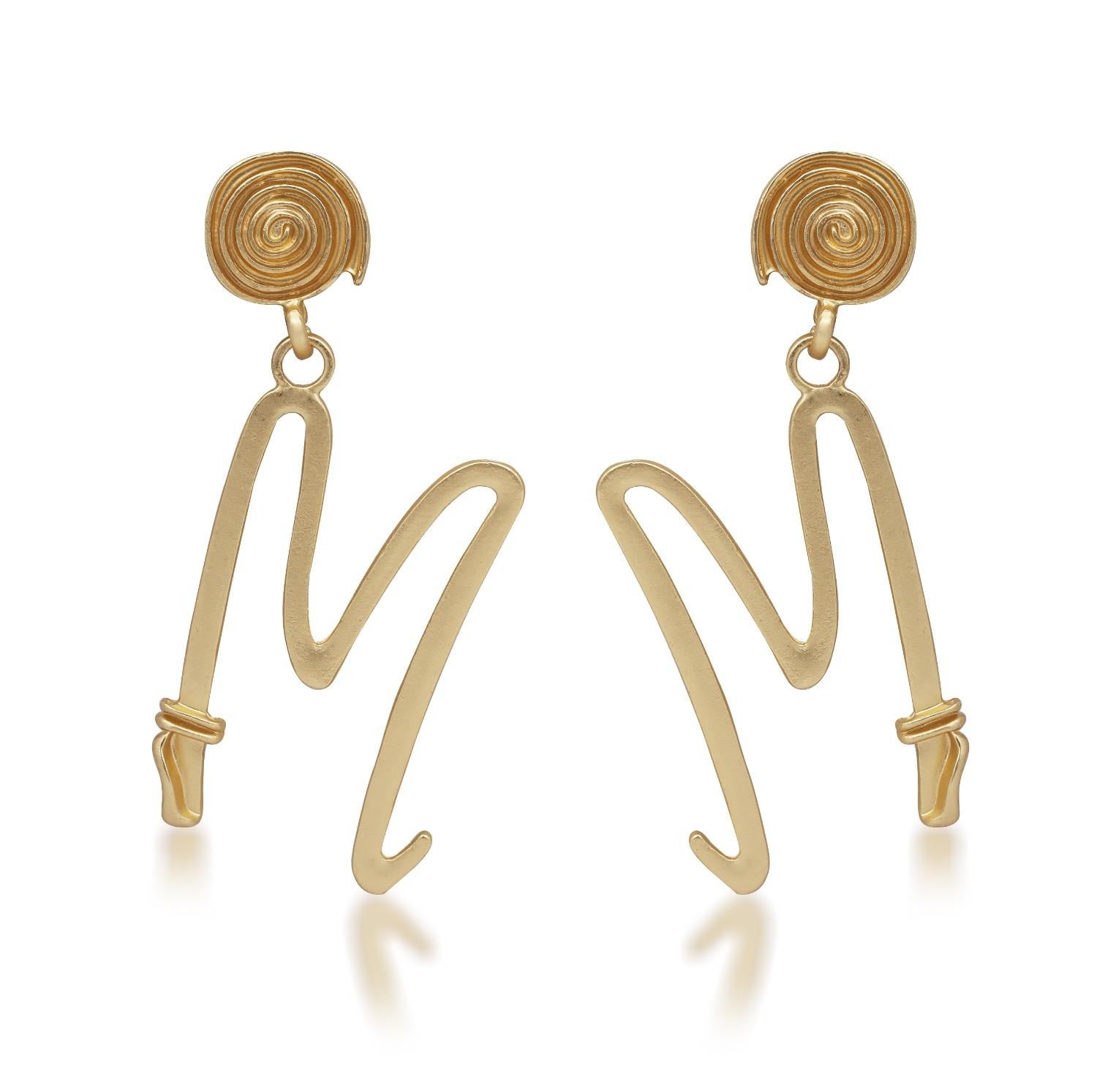 Signature M Brass Golden Matt Finish Earrings