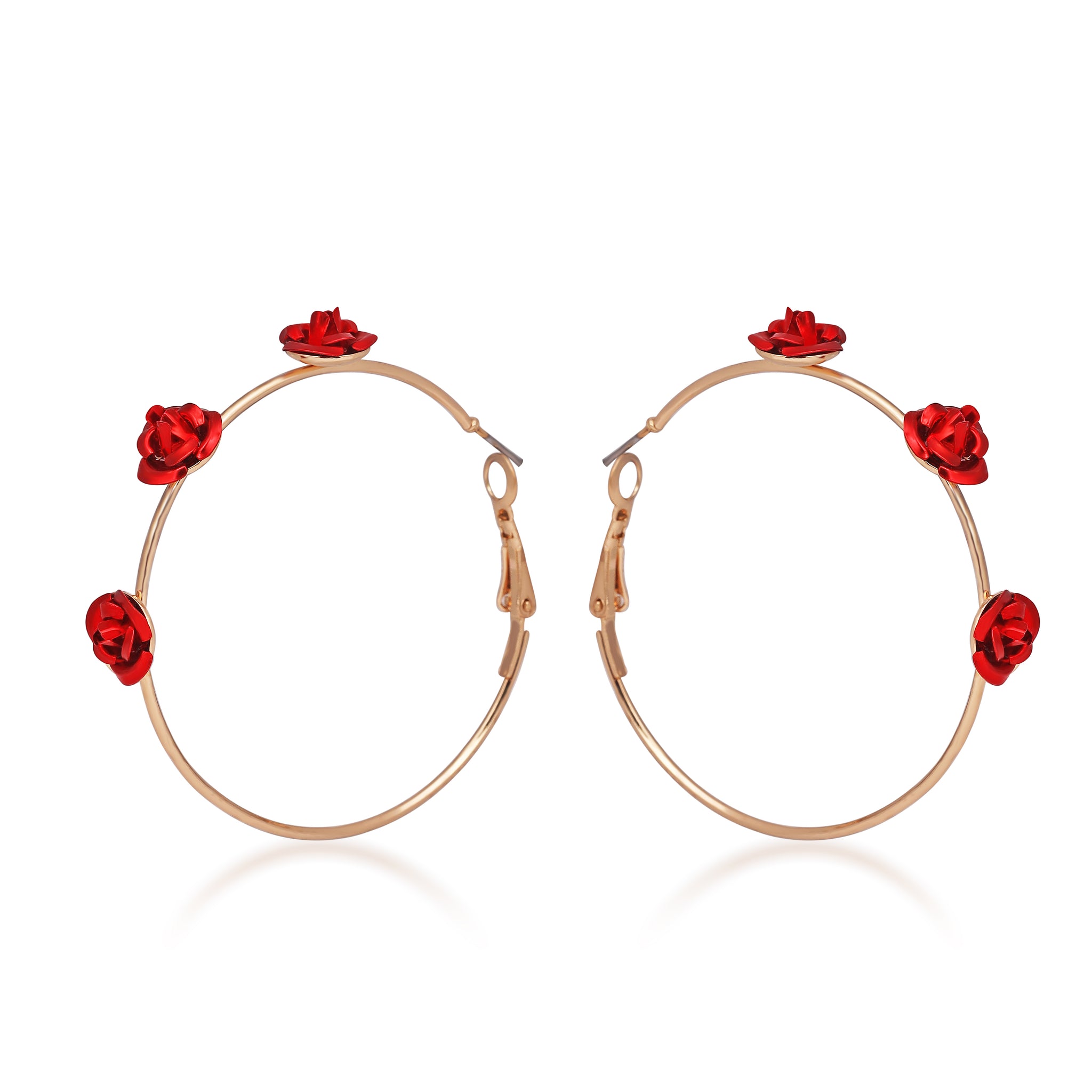 Red Rose Love C Hoop Earrings