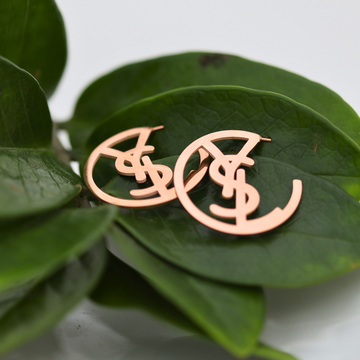 Brand Inspired Golden C Cut Hoops (YSL) Rose Gold Finish