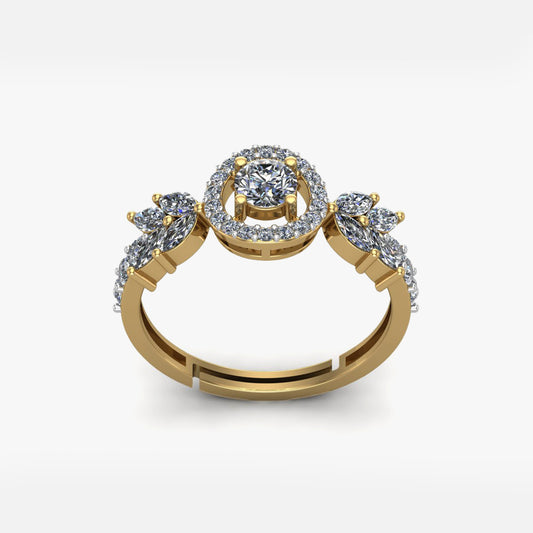 Imported Golden Floral Solitaire Ring