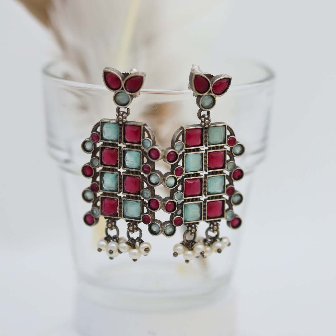 Spring Time Patchwork German Screw Earrings