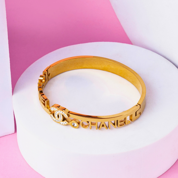 Brand Inspired Golden Crystal Embedded Bracelet (Chanel)