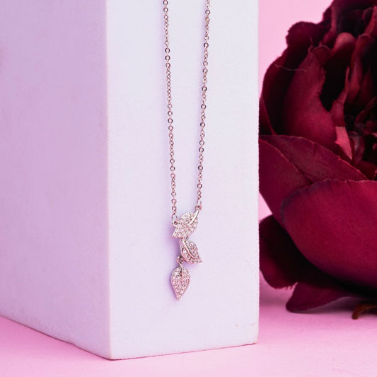 Dazzling Silver Colour Leaf Sparkle Pendant