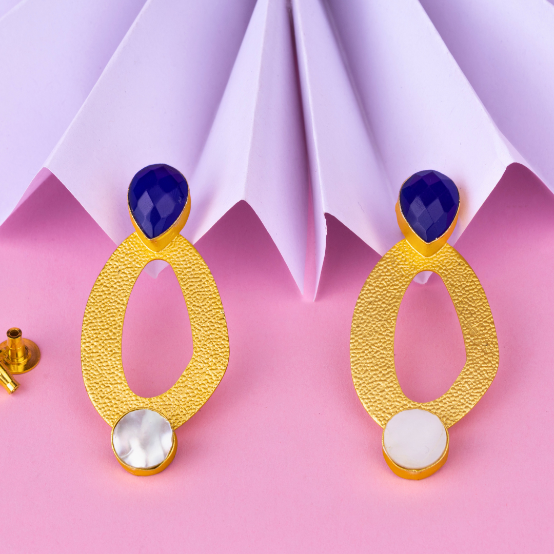 Royal Blue Gold Hues Earrings