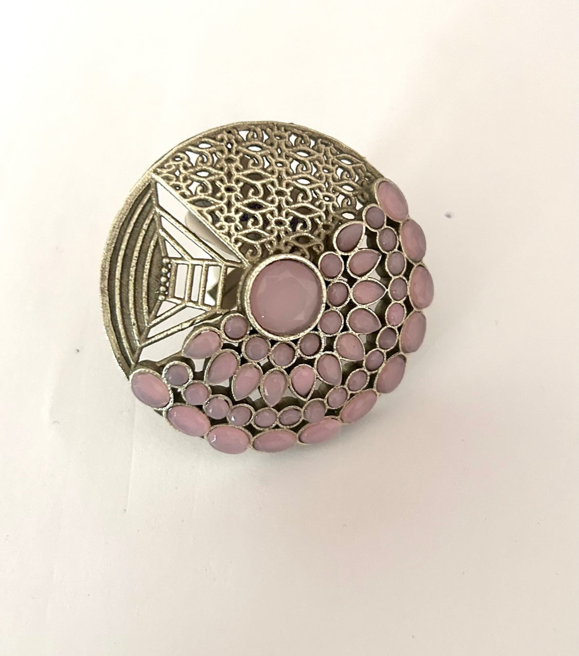 Pink Oxidised Tribal Ring