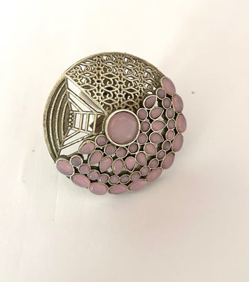 Pink Oxidised Tribal Ring