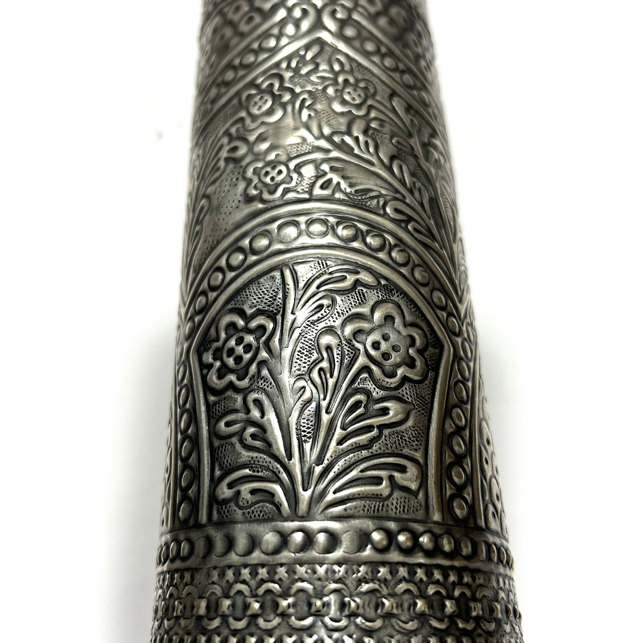 Oxidized Carved Long Hand Cuff