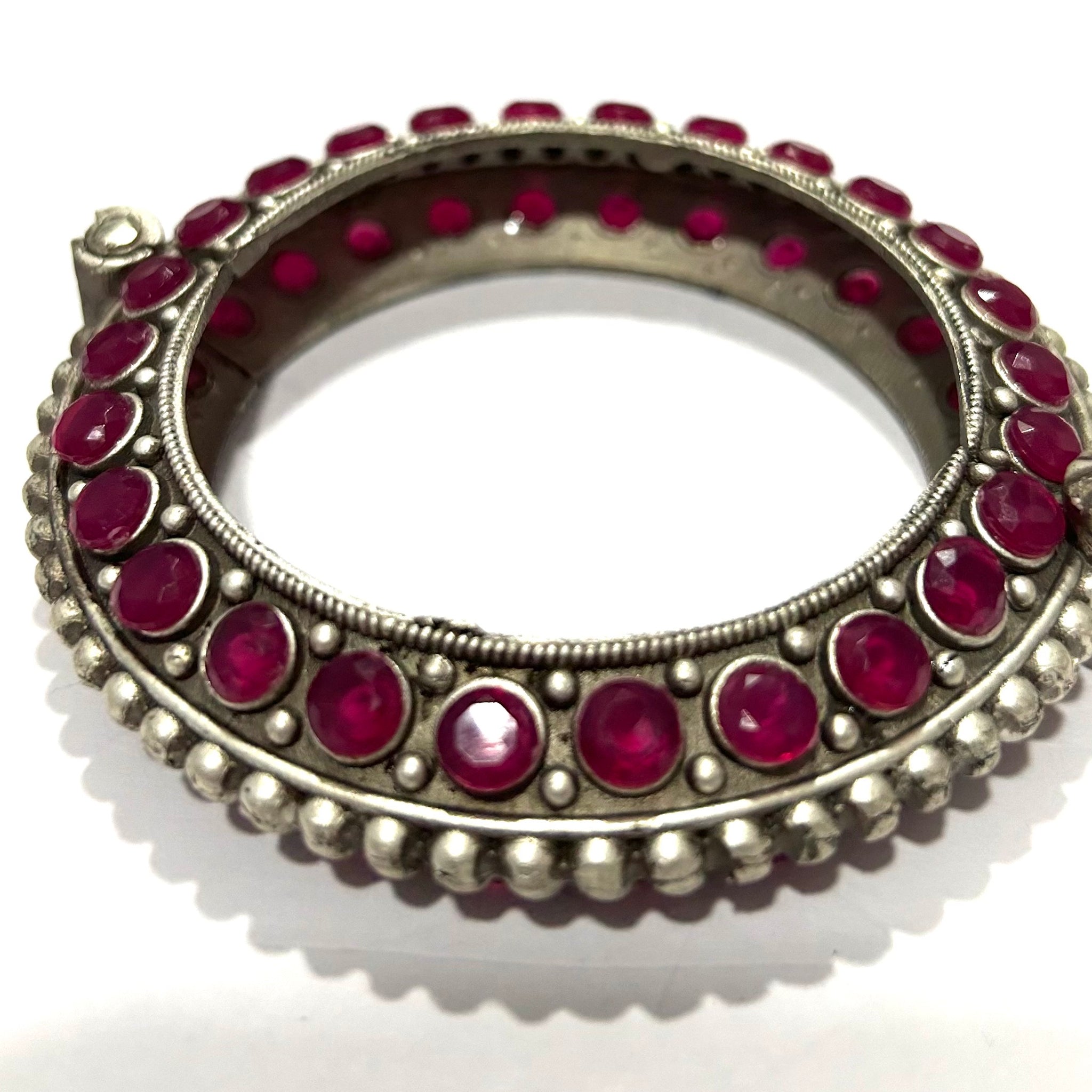 Oxidized Ruby Stone Kada with Screw