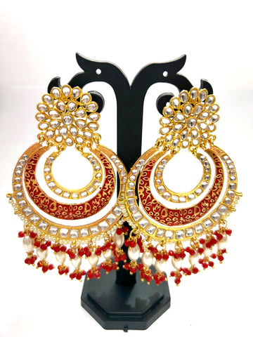 Scarlet Crescent Kundan Elegance