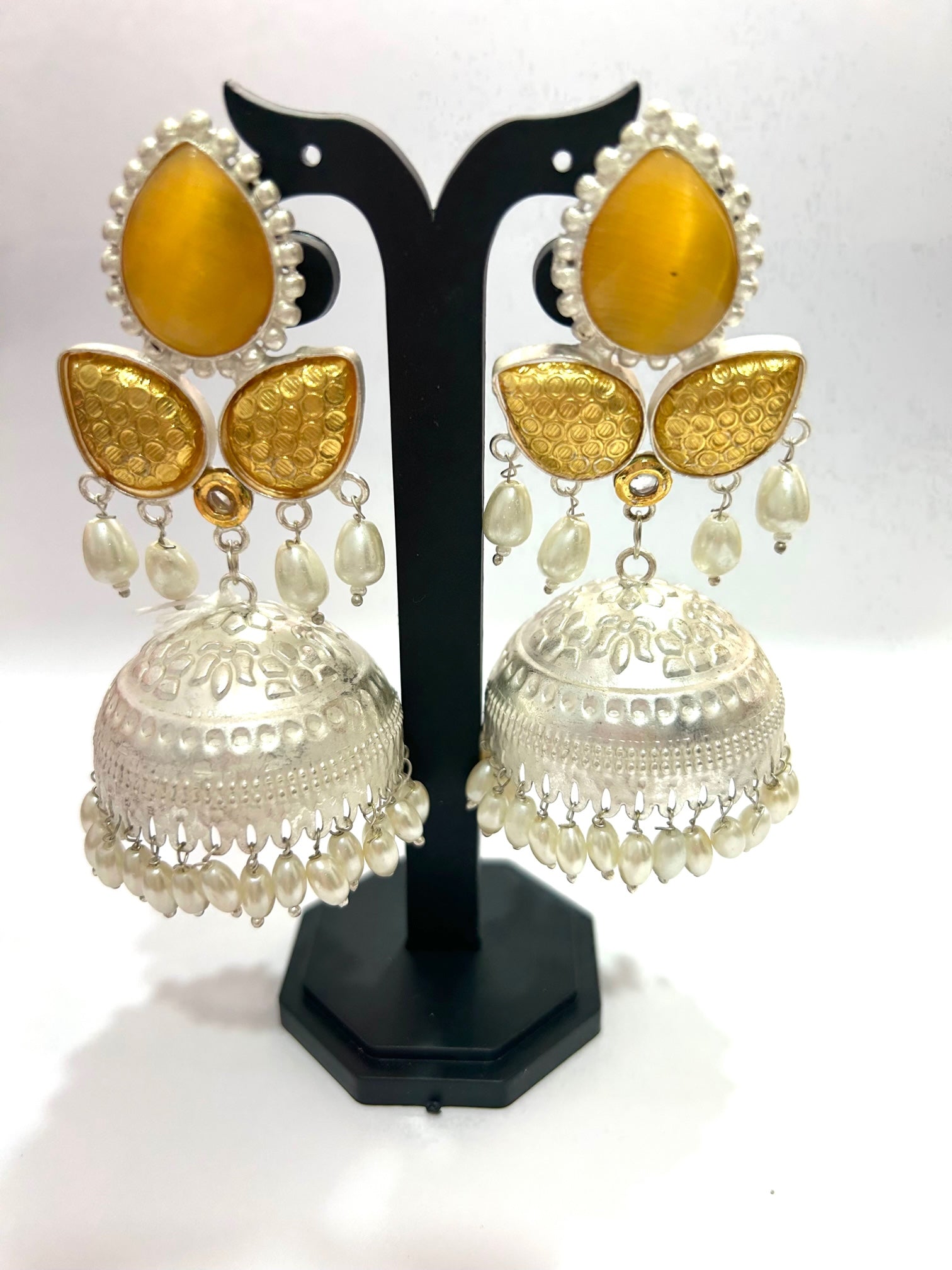 Sunshine Radiance Silver Jhumka