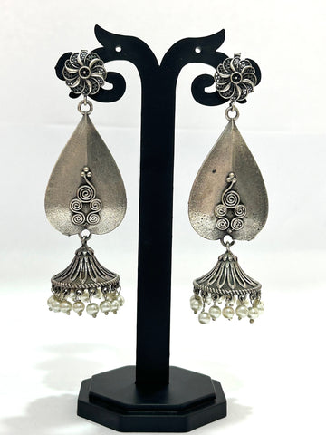 Verdant Vines Oxidized Jhumkas