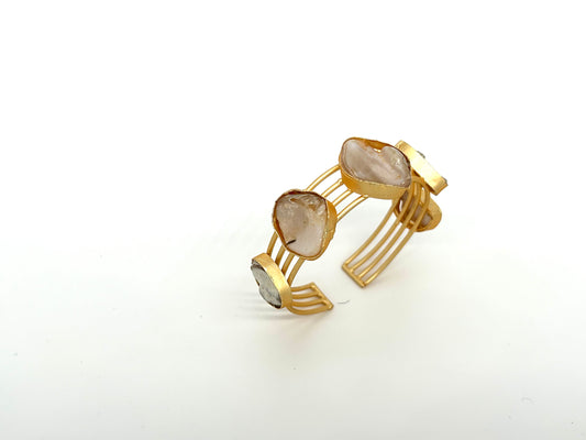 Pearl-Encrusted Gold Filigree Choker With Earrings & Bracelet