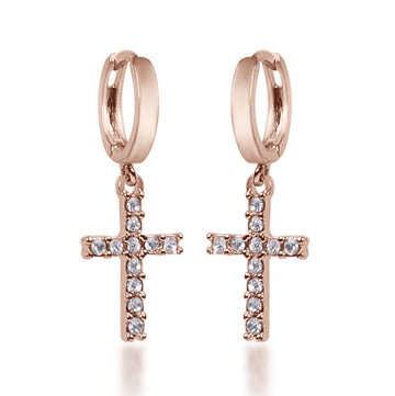 Cross American Diamond Embedded Earrings