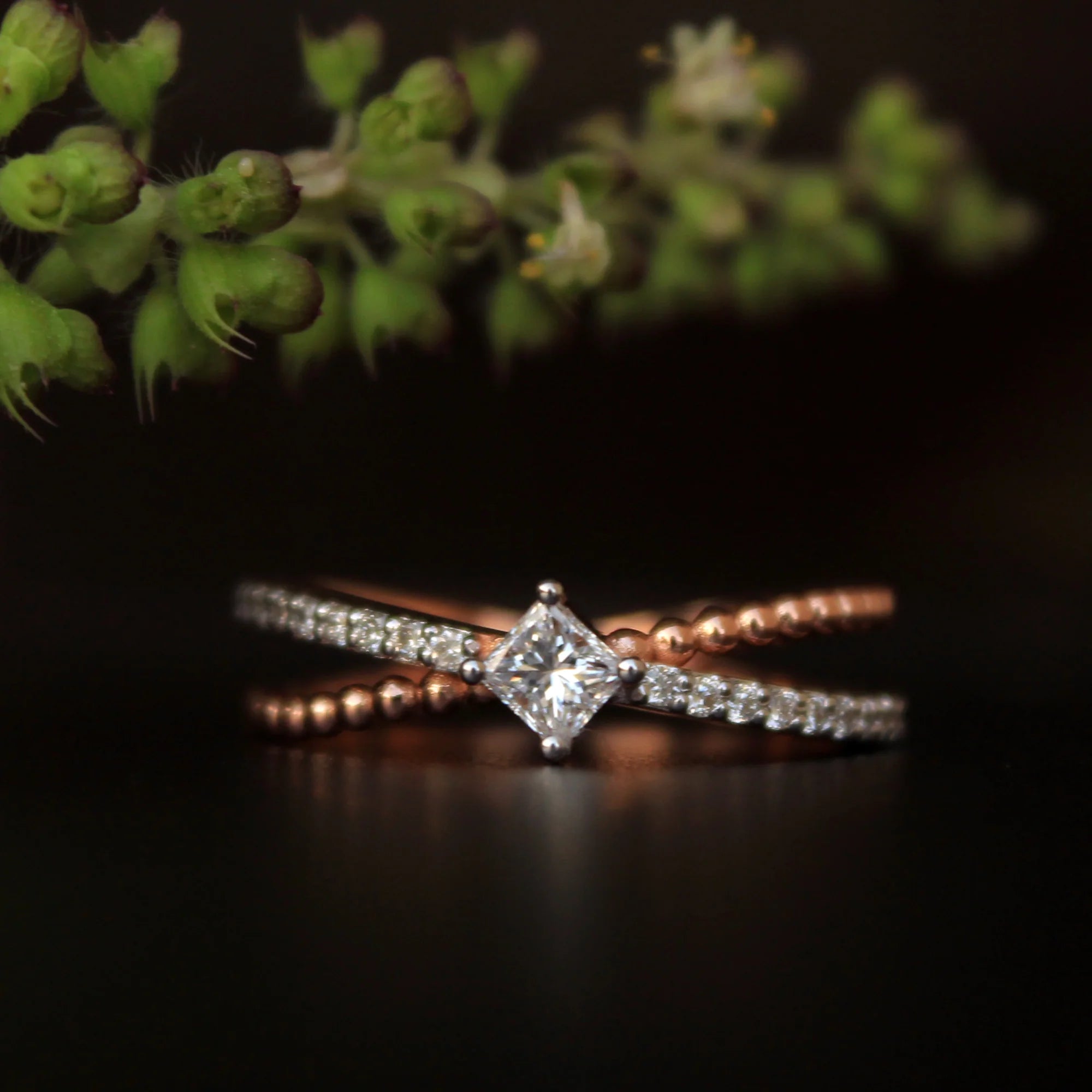 Ethereal Elegance Rose Gold Ring Size 16