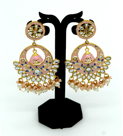 Baby Pink Kundan Earrings