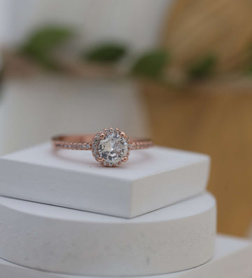 Rose Gold American Diamond Halo Ring